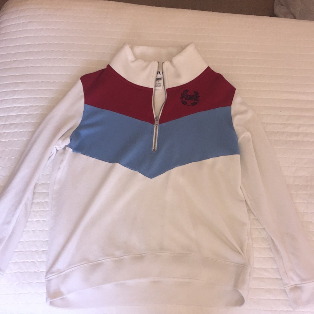 blue and red VICTORIA SECRET PINK quarter zip